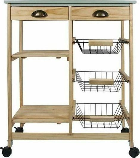 Τρόλει Κουζίνας Ξύλινο 3 Θέσεων 67x35x81cm Καφέ