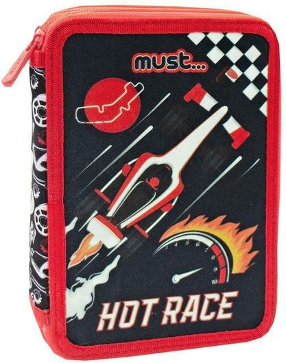 Σχολική Κασετίνα Must Hot Race 584588 Διπλή Γεμάτη
