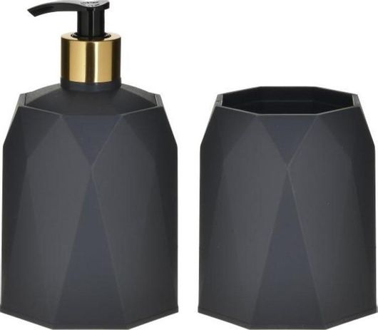 Σετ Μπάνιου Inart 6-65-558-0025 Πλαστικό 2τμχ Μαύρο