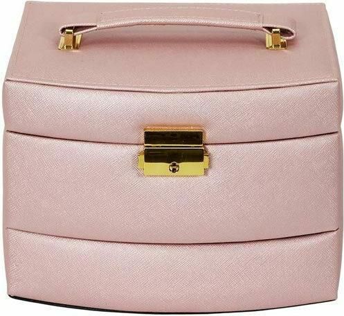 Μπιζουτιέρα με Καθρέφτη και Συρτάρια Αποθήκευσης 18x14.5x11.5cm Ροζ
