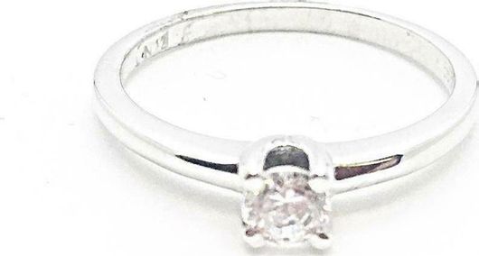 Δαχτυλίδι Μονόπετρο Από Λευκόχρυσο 14Κ RDLG117