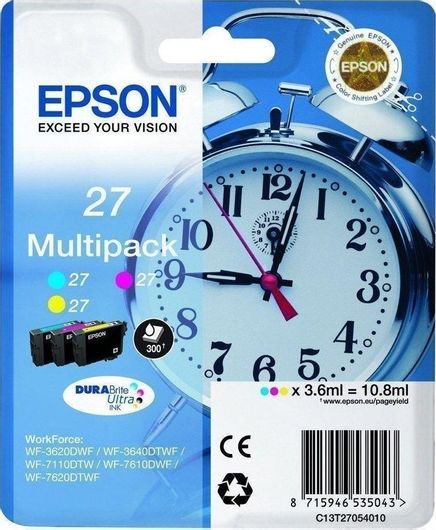 Μελάνι Inkjet Epson 27 Multipack Κυανό/Ματζέντα/Κίτρινο 3x3,6-ml/3x300 Σελίδων