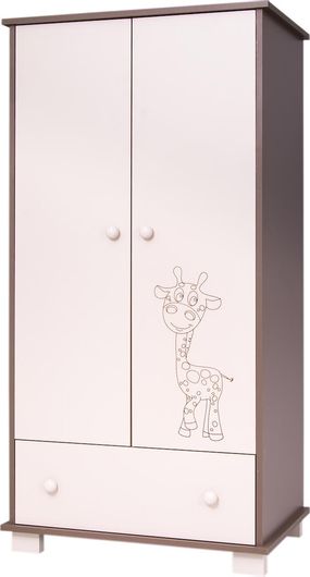 Παιδική Ντουλάπα Drewex Giraffe Δίφυλλη Capuccino 83x48x160cm Μπεζ/Λευκό