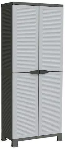 Ντουλάπα Δίφυλλη BPC7000 Πλαστική με Χώρισμα & 4 Ράφια 68x38x171cm Γκρι