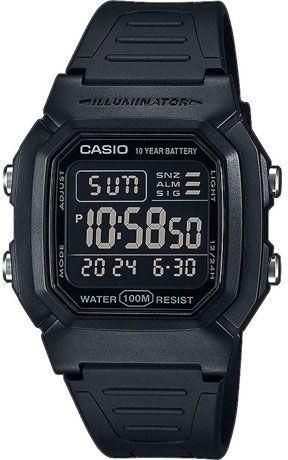 Ανδρικό Ρολόι Casio με Καουτσούκ Λουράκι W-800H-1BVES Μαύρο
