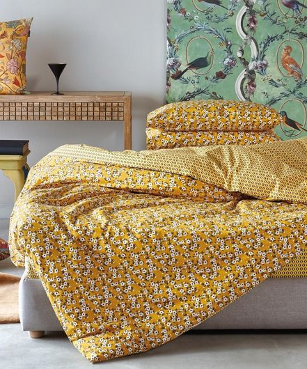 Σετ Παπλωματοθήκη Kentia Azelie 09 Βαμβακερή Υπέρδιπλη με 2 Μαξιλαροθήκες 220x240 Κίτρινο