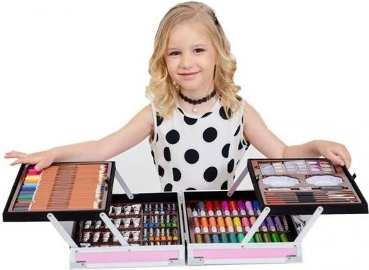 Σετ Ζωγραφικής DD-145 σε Βαλιτσάκι Αλουμινίου 35x25x9cm με Μελάνια 145τμχ