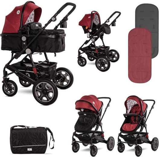 Καρότσι Μωρού Lorelli Bertoni Lora Set Luxe 3 In 1 Elephants 10021282187 Κόκκινο