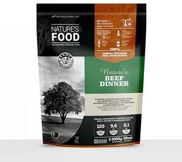 Φακελάκια Τροφής Σκύλου BARF Nature's Food Beef Μπιφτέκια 1kg