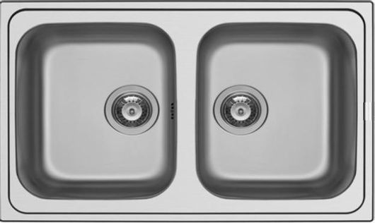 Νεροχύτης Pyramis Inset 2B Inox Σατινέ 79x50cm Ένθετος Ασημί