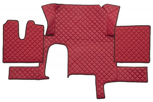 Σετ Πατάκια Αυτοκινήτου King Interior "Πεθαμένο" από Δερματίνη για MAN TGA Κόκκινα 3τμχ