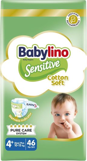 Πάνες Babylino Sensitive Cotton Soft No.4+ για 10-15kg 46τμχ