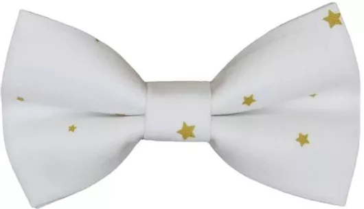 Παιδικό Παπιγιόν Χριστουγεννιάτικο 7 έως 14 Ετών Λευκό Χρυσά Αστεράκια