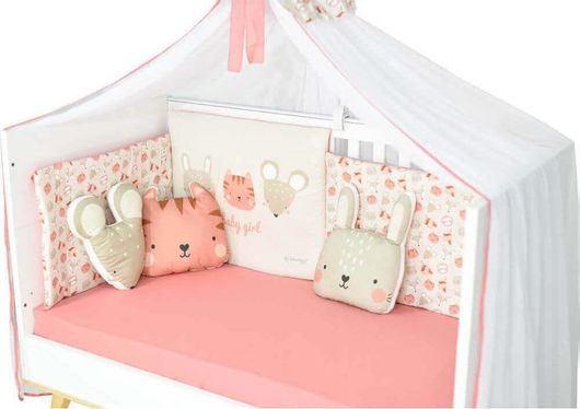 Διακοσμητικά Μαξιλάρια Κούνιας Bebe Stars Bunny 25x25cm 3τμχ Ροζ