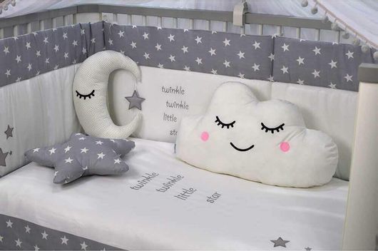 Διακοσμητικά Μαξιλάρια Κούνιας Bebe Stars Stars 25x25cm 3τμχ Λευκό