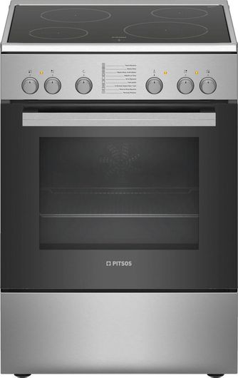 Κουζίνα Pitsos PHC009150 66lt με Κεραμικές Εστίες 85x60x60cm Inox