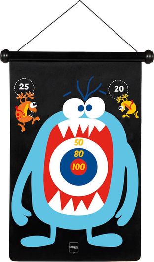 Παιδικός Μαγνητικός Στόχος Scratch 2 Όψεων με 6 Βελάκια Τερατάκια