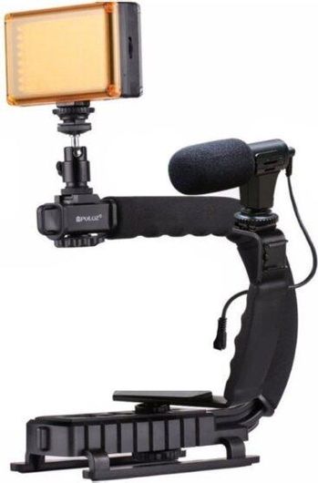 Σταθεροποιητής Κάμερας Χειρός Steadycam U-Grip Σχήματος C με Φωτισμό LED Puluz PKT3013