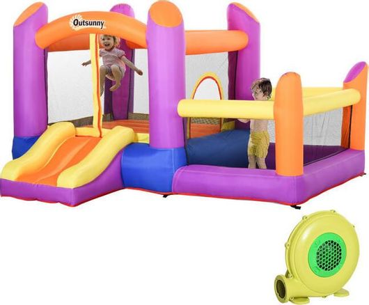 Outsunny - Παιδικό Φουσκωτό Κάστρο, Τραμπολίνο με Τσουλήθρα και Πισίνα 342-020V90