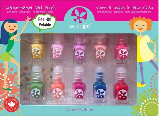 Παιχνίδι Ομορφιάς Suncoat Girl Water-based Βερνίκι Νυχιών Party Palette Σετ με 10 Βερνίκια 2ml Αυτοκόλλητα & Λίμα Νυχιών