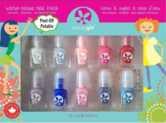 Σετ 10 Παιδικά Βερνίκια Νυχιών Suncoat Girl Vegan Flare & Fancy 2ml Αυτοκόλλητα & Λίμα Νυχιών