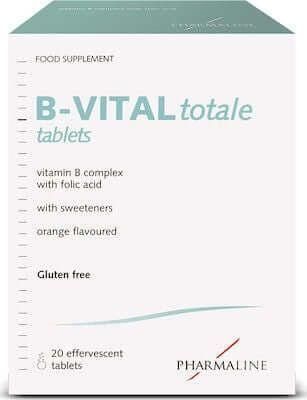Pharmaline B-Vital Totale Complex Βιταμίνη για Ενέργεια, Ενίσχυση του Ανοσοποιητικού & το Νευρικό Σύστημα 20 αναβράζοντα δισκία