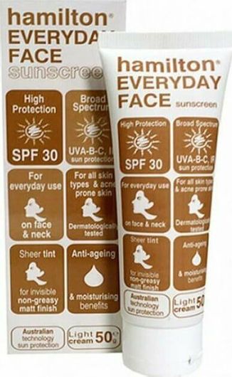 Αντηλιακό Προσώπου Hamilton Sun Everyday με Χρώμα Light SPF30 50gr