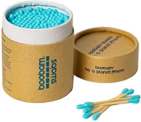 Βιοδιασπώμενες Μπατονέτες Boobam Cotton Swabs 100% από Ξύλο Bamboo 200τμχ Μπλε