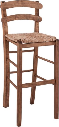 Σκαμπό Homemarkt Μπαρ με Πλάτη Ψάθινο 40x42x105cm Καρυδί