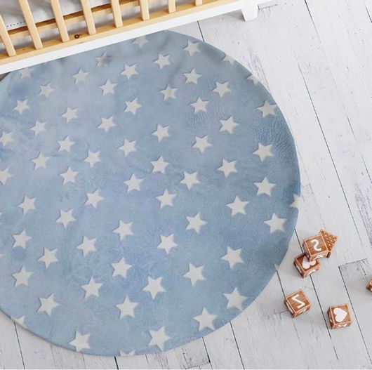 Παιδικό Χαλί Borea Starlight με Διάμετρο 120cm Σιέλ Γαλάζιο