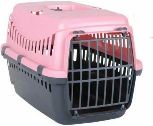 Κλουβί Μεταφοράς Γάτας Πλαστικό 31x44.5x31cm Γκρι Ροζ