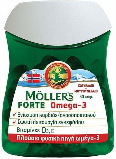 Moller's Forte Omega 3 Μουρουνέλαιο και Ιχθυέλαιο Κατάλληλο για Παιδιά 10mg 60 Κάψουλες