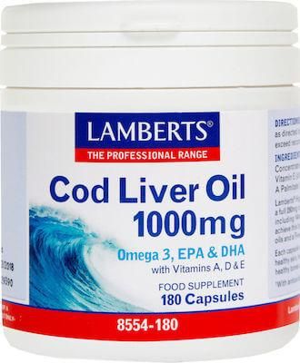 Lamberts Cod Liver Oil Μουρουνέλαιο 1000mg 180 Κάψουλες