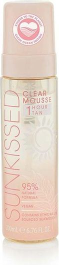 Self Tan Sunkissed Clear Mousse 1 Hour Tan 95% Natural Ingredients Clean Ocean Edition 200ml