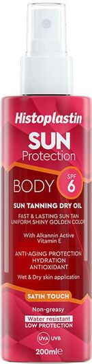 Λάδι Μαυρίσματος Histoplastin Sun Protection Tanning Dry Oil Body Satin Touch SPF6 200ml