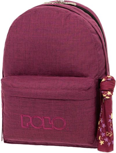 Σχολικό Σακίδιο Πλάτης Polo Original Double με Μαντήλι Σκούρο Μοβ