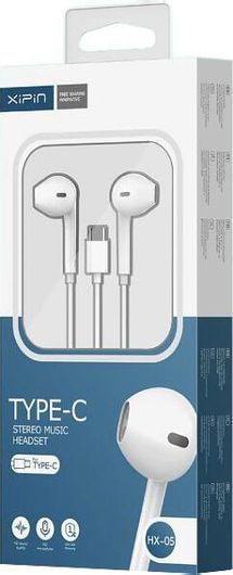 Xipin HX-05 Earbuds Handsfree με Βύσμα USB-C Λευκό