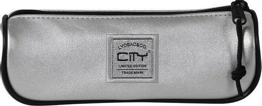 Κασετίνα Τριγωνική Lyc Sac Eclair Metallics Silver με 1 Θήκη Γκρι