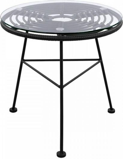 Τραπέζι Κήπου Homemarkt Μεταλλικό Allegra με Wicker Φ45x46cm Μαύρο