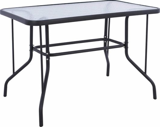 Τραπέζι Κήπου Homemarkt Adam Μεταλλικό  με Γυάλινη Επιφάνεια 110x60x71cm Γκρι