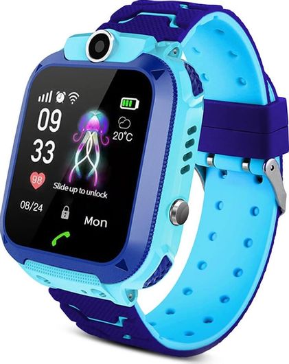 Παιδικό Smartwatch Q12 με GPS και Καουτσούκ/Πλαστικό Λουράκι Μπλε