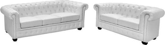 Σετ Σαλονιού Chesterfield 3θέσιος & 2θέσιος & Πολυθρόνα Λευκό