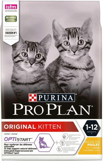 Ξηρά Τροφή Γάτας Purina Pro Plan Original Kitten OptiStart 3kg για Ανήλικες Στειρωμένες Γάτες με Κοτόπουλο