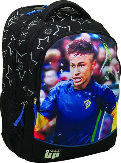 Σχολική Τσάντα Δημοτικού Πλάτης Back Me Up Football Neymar Celebrity Μαύρο