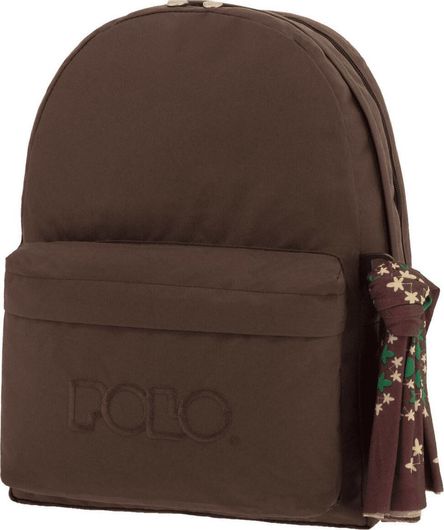 Σχολική Τσάντα Γυμνασίου / Λυκείου Polo Πλάτης Double με Μαντήλι Καφέ