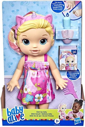Σετ με Μωρό Κούκλα Hasbro Baby Alive Glam Spa Baby Blonde 32cm για 3+ Ετών