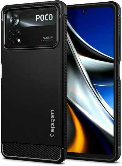 Spigen Rugged Armor Back Cover Σιλικόνης 2mm Matte Black Poco X4 Pro 5G