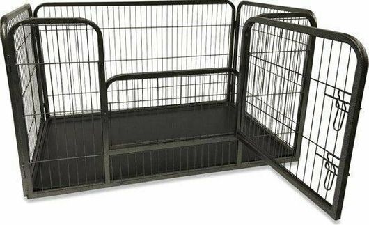 Περίφραξη Προστασίας Σκύλων Puppy Run Straight με Πάτωμα 125x78x80cm Μαύρο