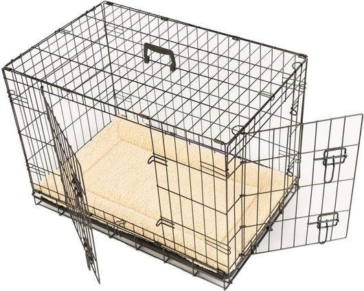 Κλουβί Σκύλου Συρμάτινο με 2 Πόρτες & Επιφάνεια για το Πάτωμα 91x57x64cm