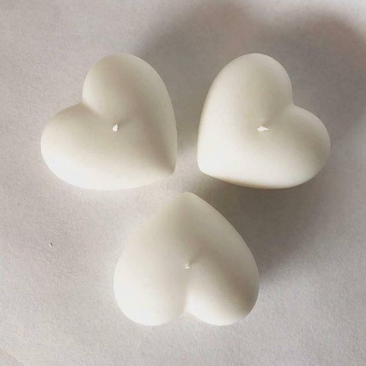 Κερί Tabletop Heart Σετ No044 4.5x5.5x2.9cm White Jaspers
